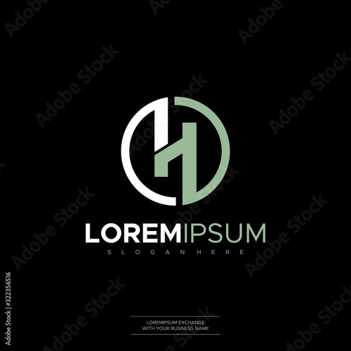 Letter H with circle space logo design. Creative minimalism logotype icon symbols