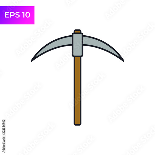 Pickaxe icon template color editable. Pickaxe symbol logo vector sign isolated on white background illustration for graphic and web design.
