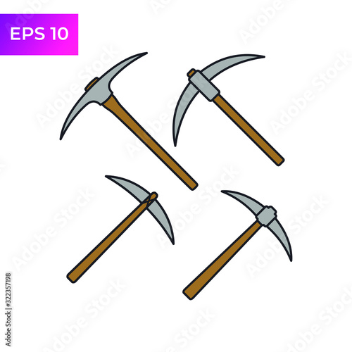 Pickaxe icon template color editable. Pickaxe symbol logo vector sign isolated on white background illustration for graphic and web design.
