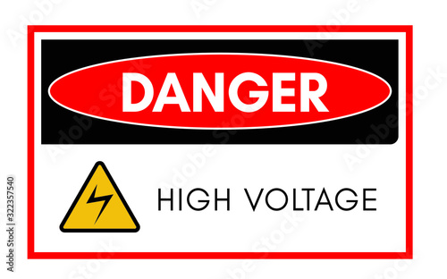 High Voltage Sign. Danger symbol. Black arrow isolated in yellow triangle on white background. Warning icon. Vector illustration in EPS 10.