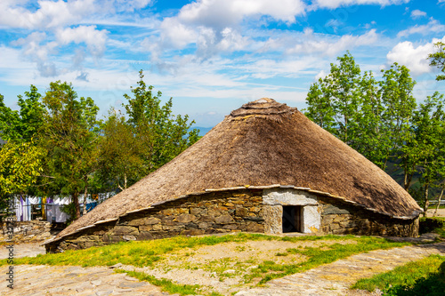 A palloza, old traditional building in O Cebreiro or El Cebrero, Province of Lugo, Galicia, Spain on the Way of St. James, Camino de Santiago