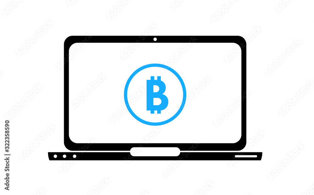 Laptop showing bitcoin logo vector illustration Laptop showing bitcoin logo vector illustration
