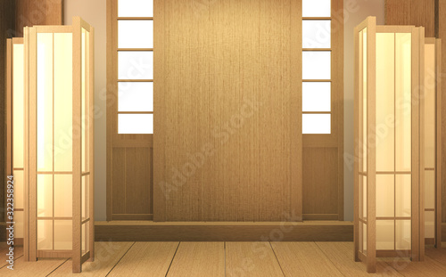 Scene empty room with decoraion and tatami mat floor.3D rendering