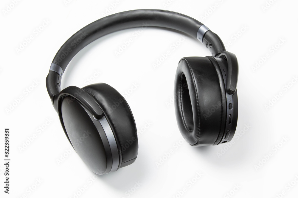 Wireless headphones close-up on a white background Wireless headphones close-up on a white background