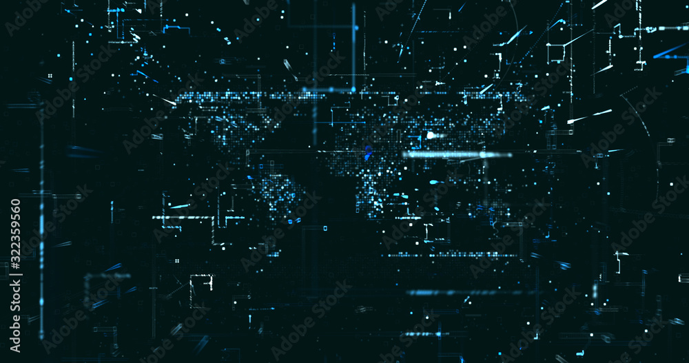 Abstract digital network data background, 3D rendering