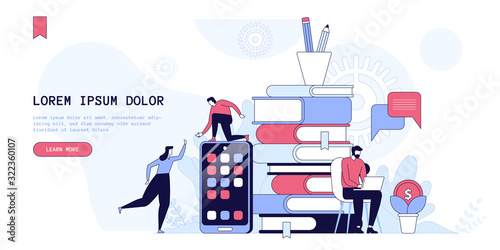 Business solutions landing page vector template
