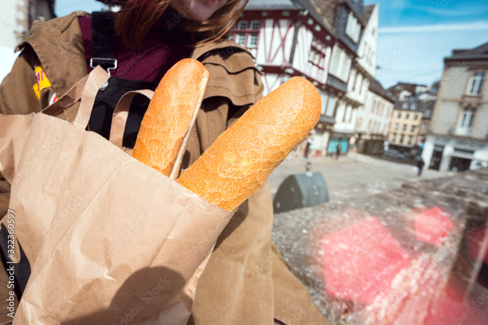 French girl with baguettes