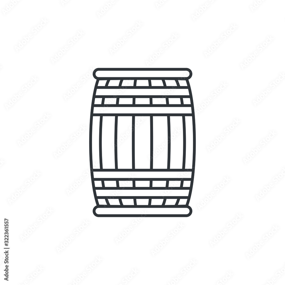 Wooden barrel icon line style isolated on white background. Vector illustration Wooden barrel icon line style isolated on white background. Vector illustration