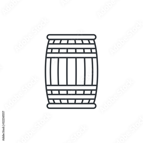 Wooden barrel icon line style isolated on white background. Vector illustration