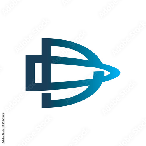 blue color line letter d  dd logo design