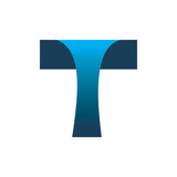 blue letter t modern color logo design