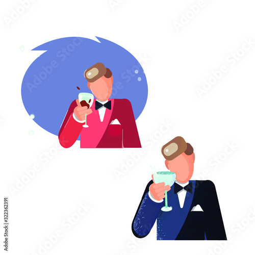 Flat Barman .cartoon sommelier icon. vector for menu , banners restaurant