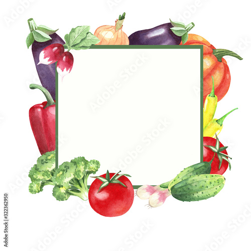 Group of vegetables with text space
