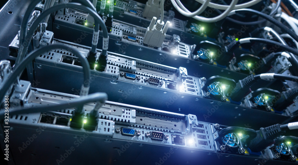 Big High Tech Server Data Center. Web Network and Internet Telecommunication Technology. Big High Tech Server Data Center. Web Network and Internet Telecommunication Technology.