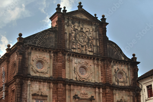 Close up view of Basilica of Bom Jesus church in goa photo