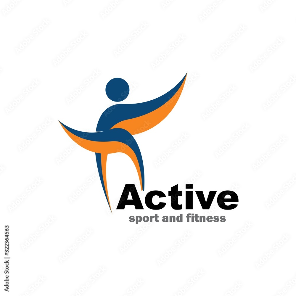 Sport Fitness Winner Champion Man Logo design vector template. Active workout concept Logotype icon