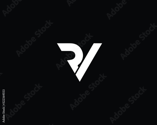 Creative and Minimalist Letter RV Logo Design Icon, Editable in Vector Format in Black and White Color