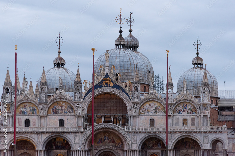 View at first light of dawn of the basilica of San Marco Venice, Italy.