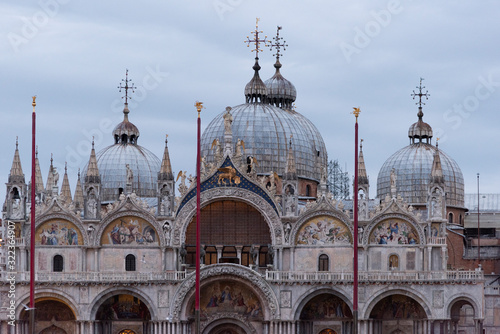 View at first light of dawn of the basilica of San Marco Venice  Italy.
