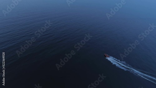 Search and rescue SAR rib boat on sea aerial view