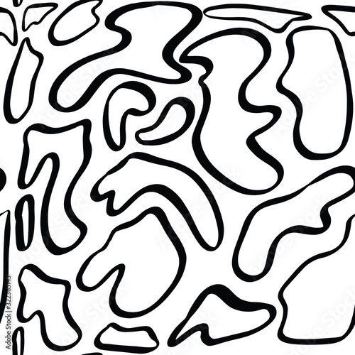 Seamless Organic Shape Abstract pattern. Stylish repeating texture. Repeating texture. Black and White.
