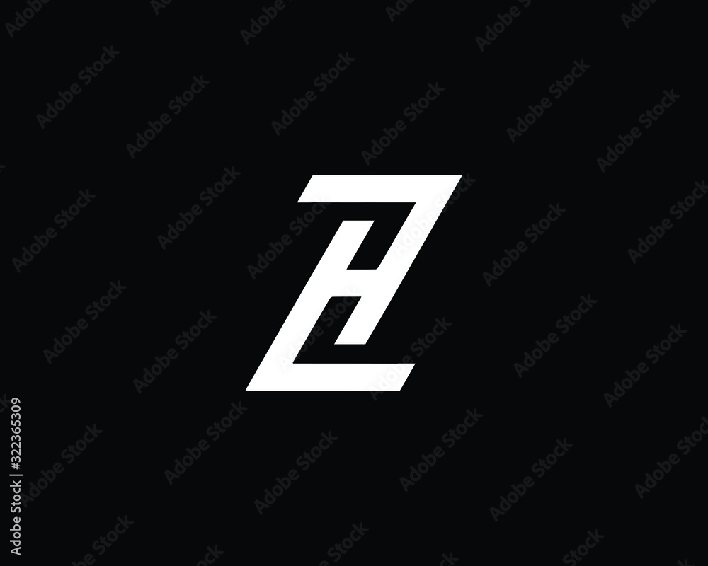 Obraz premium Creative and Minimalist Letter ZH HZ Logo Design Icon, Editable in Vector Format in Black and White Color