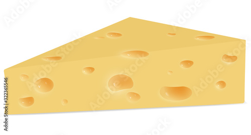 Vector illustration piece cheese isolated on white background.