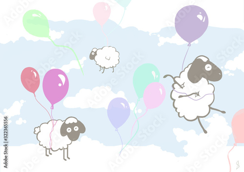 flying sheep in the sky
