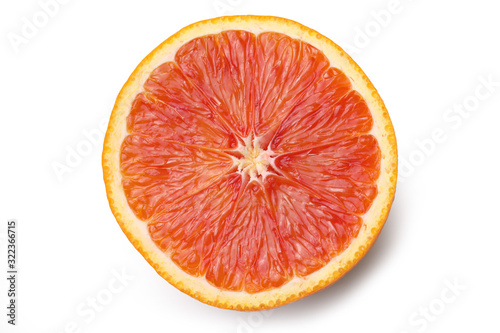 Orange topview isolated on white background - Arancia Tarocco - Citrus sinensis 