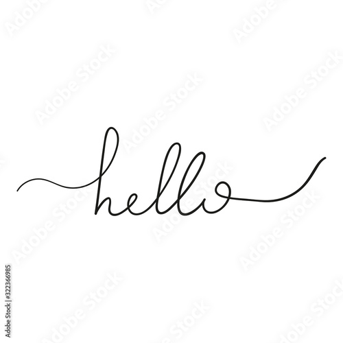 Vector handwriting word hello. Handdrawn ink brush lettering hello icon. Modern calligraphy.