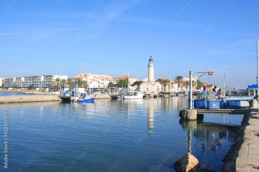 Fototapeta premium Le Grau du Roi, a seaside resort on the coast of occitanie region in France 