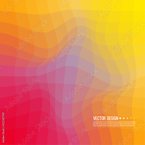 Distorted wave colorful texture. Abstract dynamical rippled surface. Vector stripe deformation background. Transition and gradation of color.