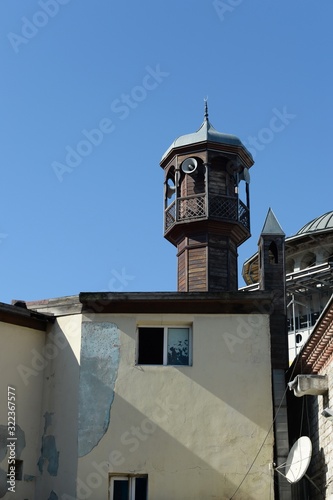  Wooden minaret of a mosque near Taksim Square in Istanbul photo