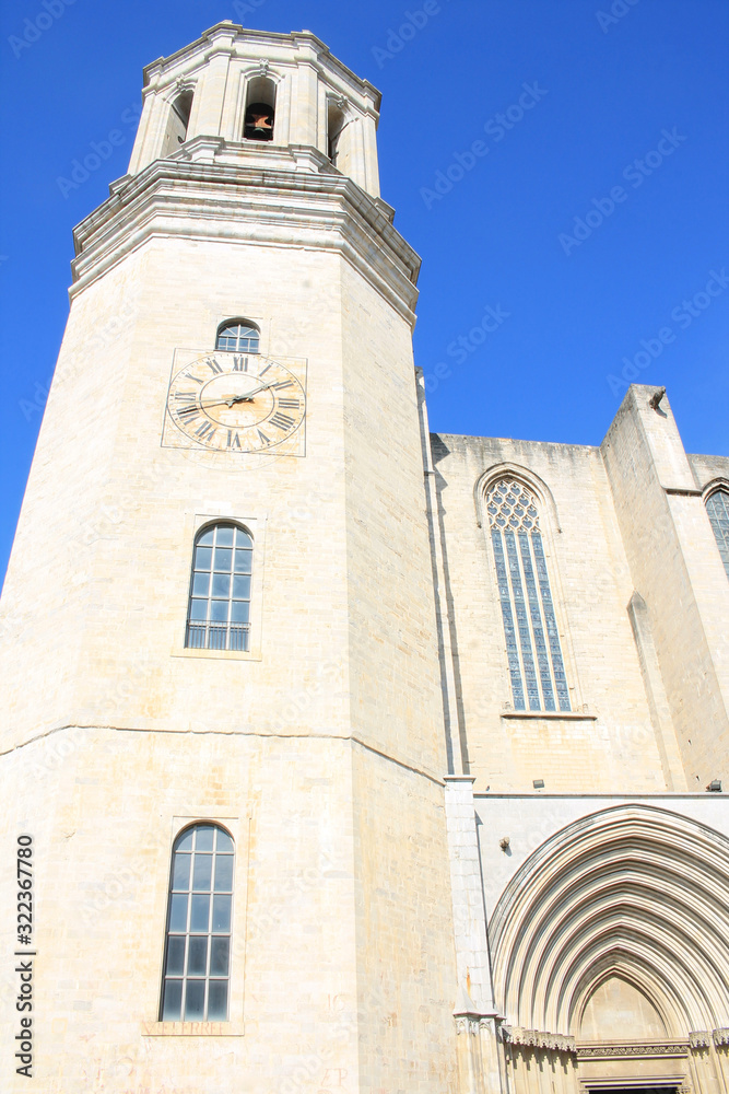 Architectural style of Saint Mary cathedral in the gorgeous city of Girona, Catalonia, Spain