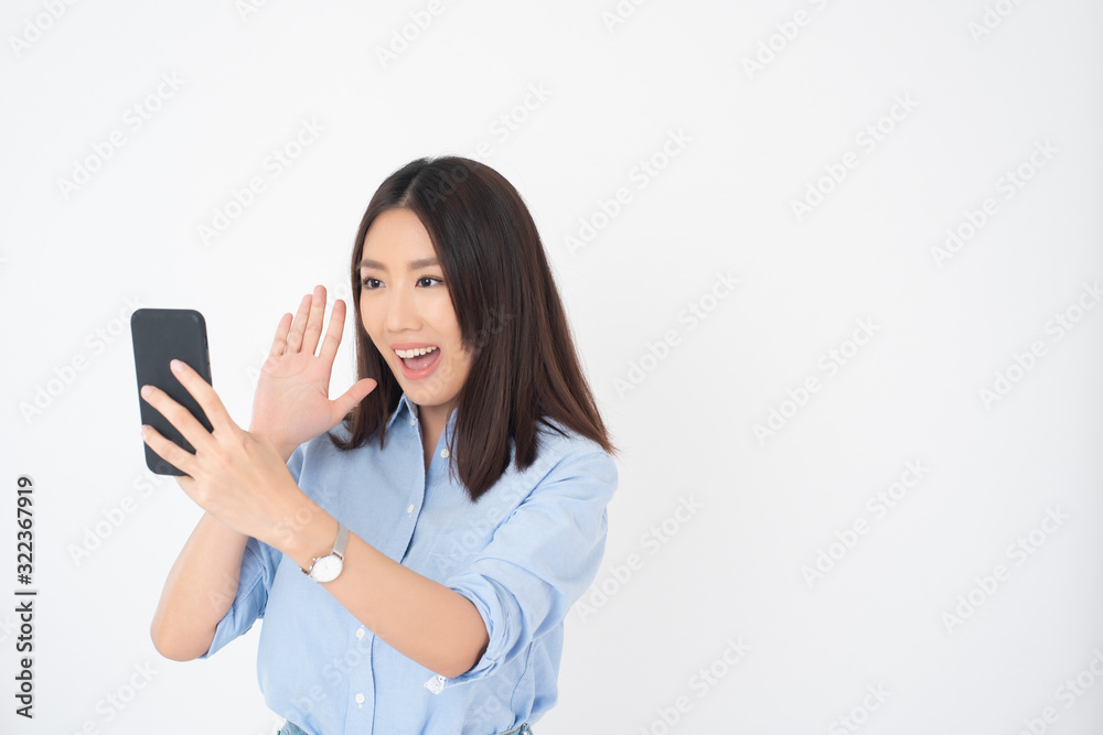 Attractive Asian woman portrait on white background Attractive Asian woman portrait on white background