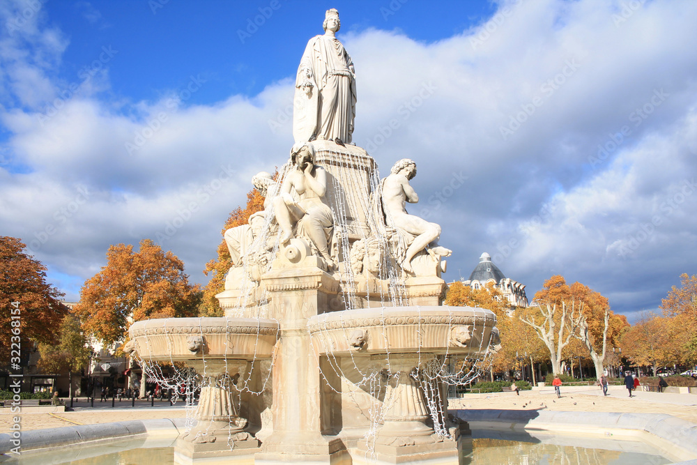 The amazing Pradier fountain in Nimes, France