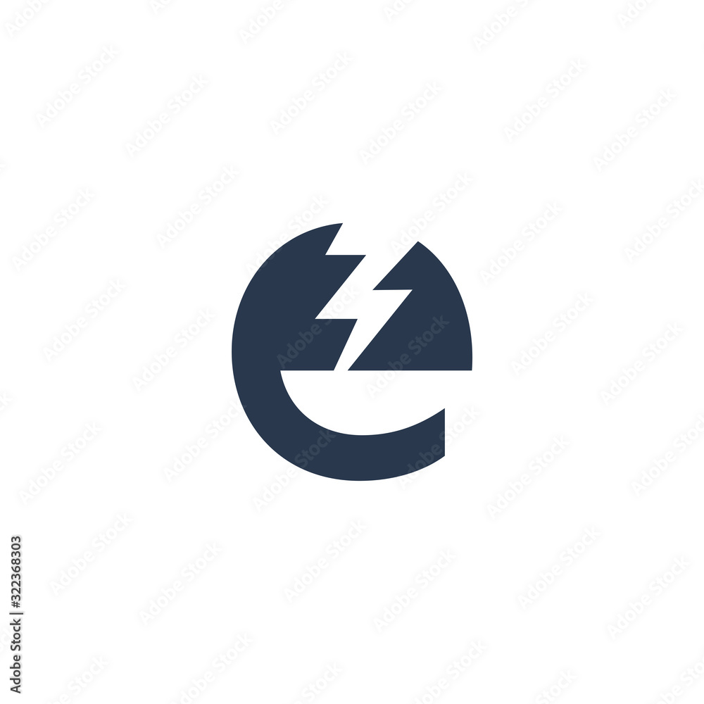 Logo Design Concept with initial letter and Thunder Flash Light Icon Logo Design Concept with initial letter and Thunder Flash Light Icon