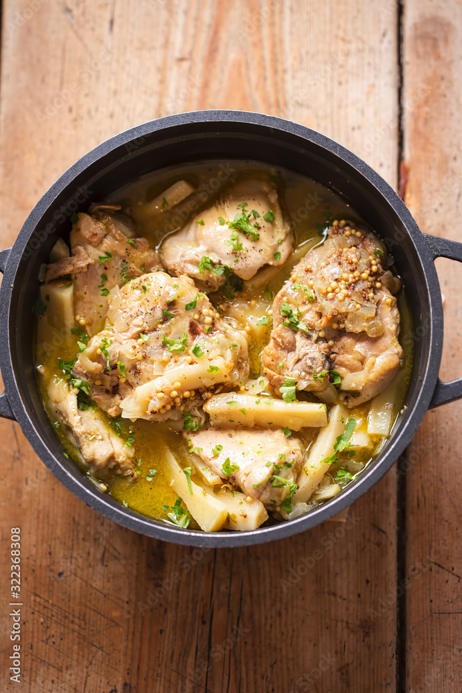 Honey mustard chicken pot with parsnips