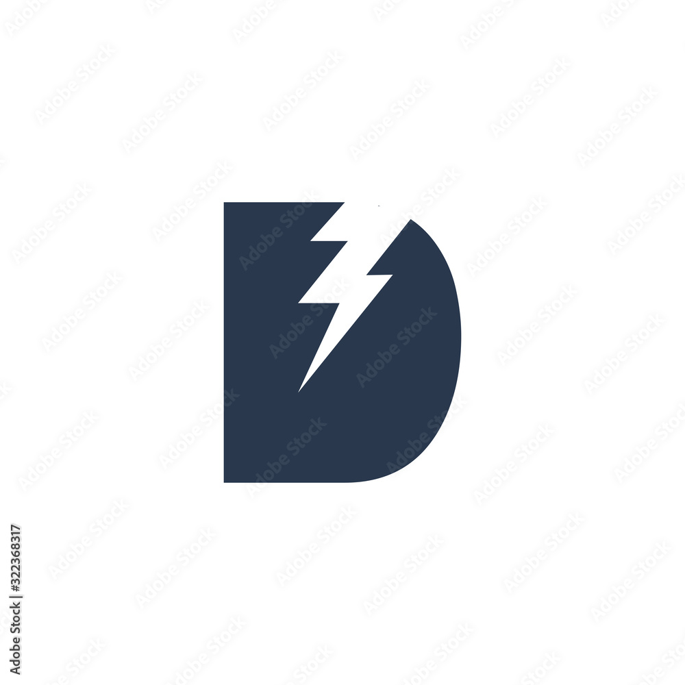 Logo Design Concept with initial letter and Thunder Flash Light Icon Logo Design Concept with initial letter and Thunder Flash Light Icon