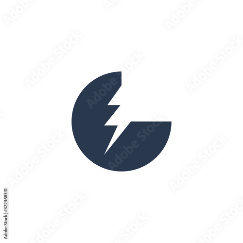 Free Download Logo Design Concept with initial letter and Thunder Flash Light Icon - GFXLoad