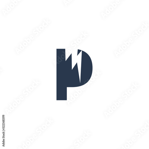 Free Download Logo Design Concept with initial letter and Thunder Flash Light Icon - GFXLoad