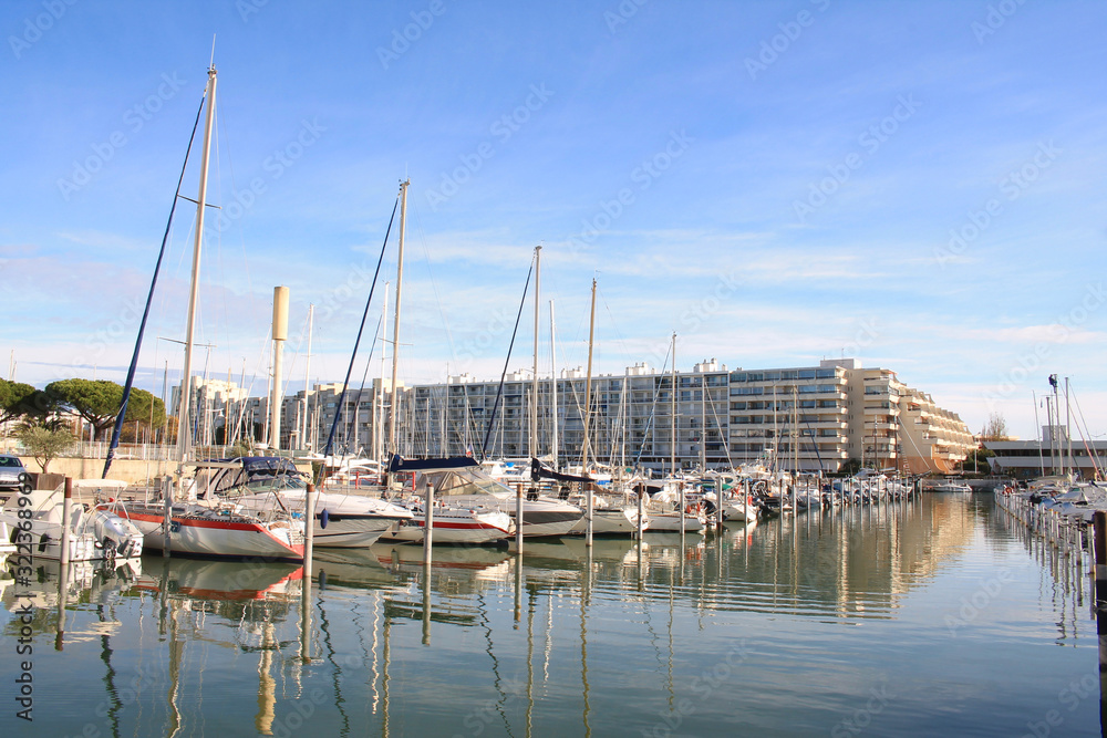 Marina of Carnon, a seaside resort in the south of Montpellier, France
