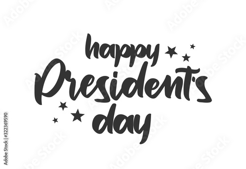 Vector illustration: Hand drawn lettering of Happy Presidents Day isolated on white background.