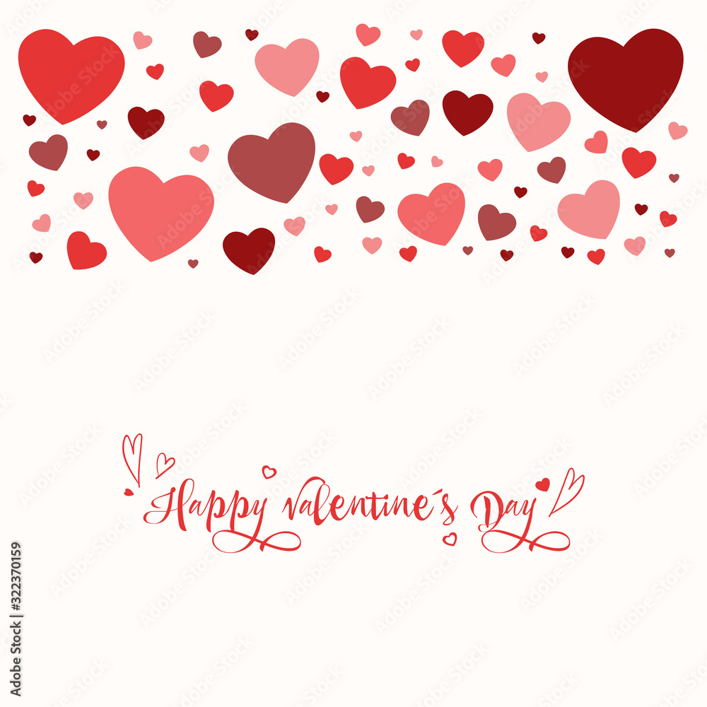 Background to the Valentine's day. Happy Valentine's Day. Horizontal hearts. Red color. Vector illustration