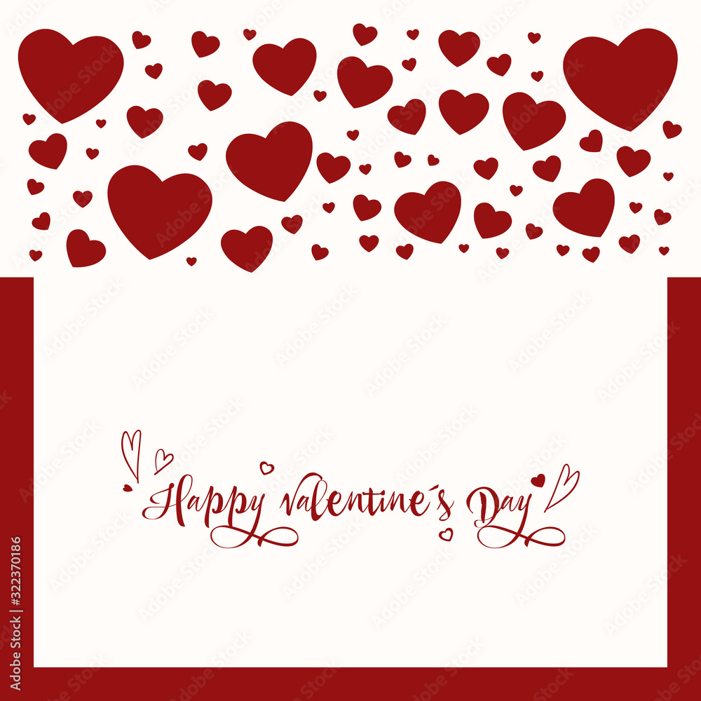 Background for a banner on Valentine's Day. Happy Valentine's Day. Red on white.Vector illustration