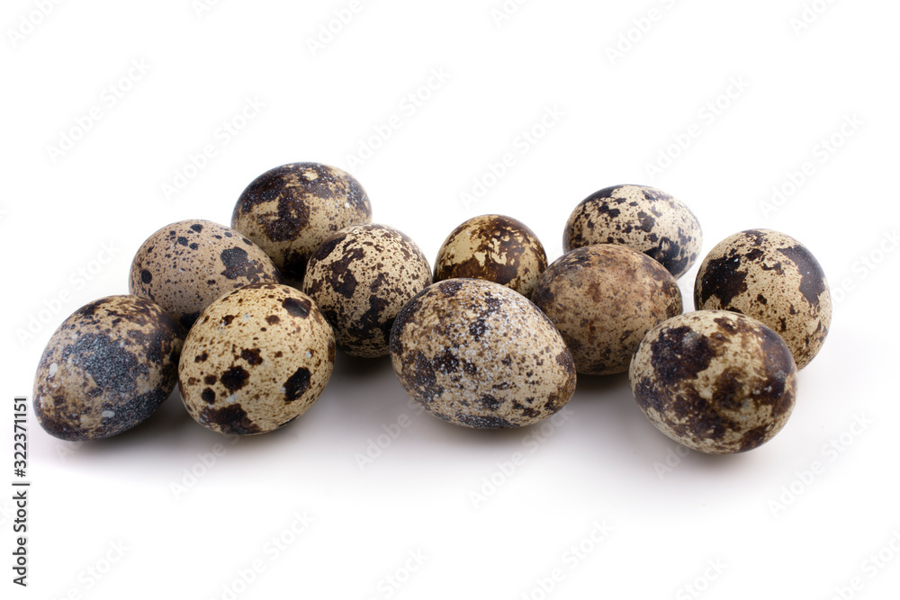 close-up of a quail egg on a white isolated background