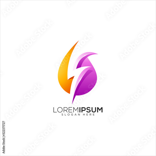 thunder water drop vector logo design