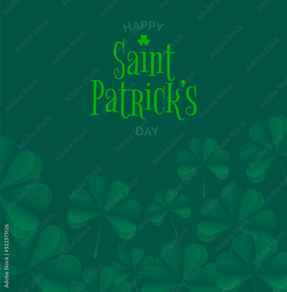 St. Patrick day vector background with clover. Irish holiday Saint Patrick Day.