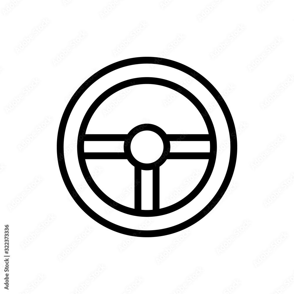The steering wheel is a vector icon game. Thin line sign. Isolated contour symbol illustration The steering wheel is a vector icon game. Thin line sign. Isolated contour symbol illustration