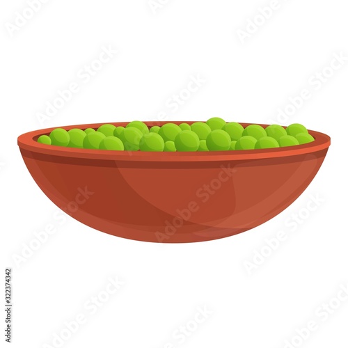 Peas bowl icon. Cartoon of peas bowl vector icon for web design isolated on white background